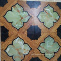 Luxury flooring design natural marble inlay hard wood parquet flooring